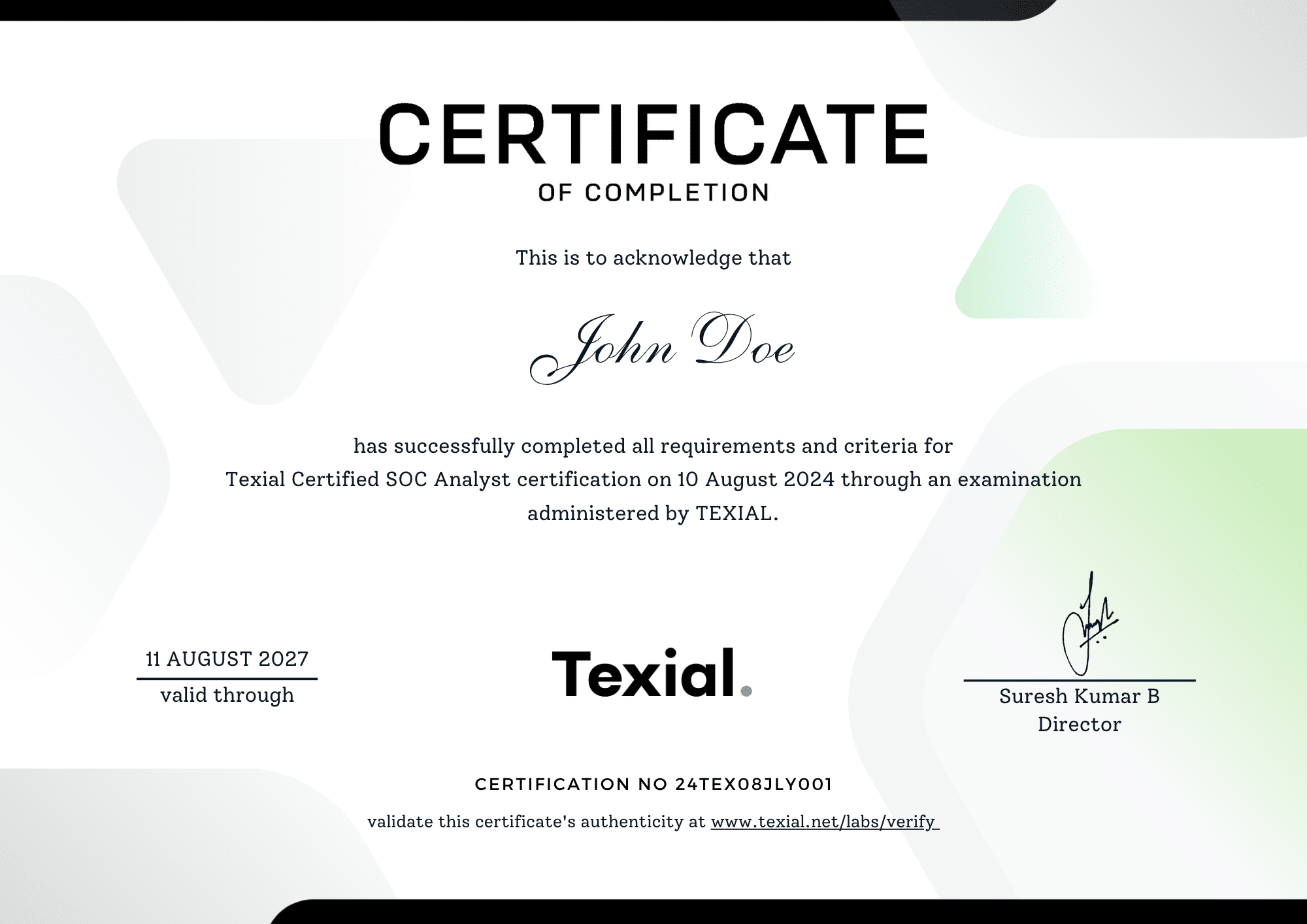 Texial Certified SOC Analyst Certification